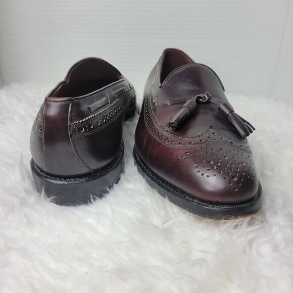 Allen Edmonds Manchester Mens Tassel Loafer 9.5 D Burdundy Calfskin Dress Shoes - Picture 7 of 10